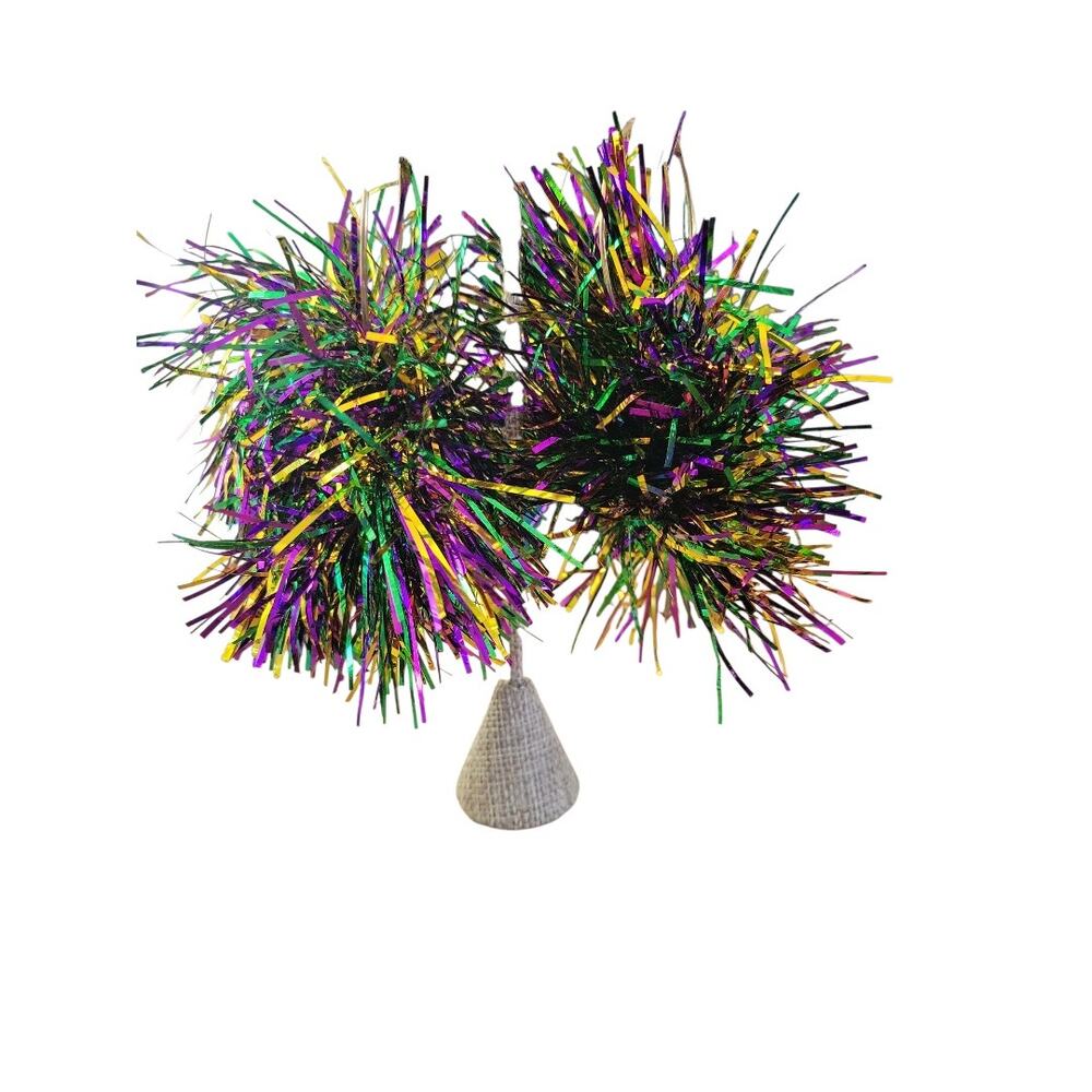 Mardi Gras Pompom Fringe Hoop Earrings